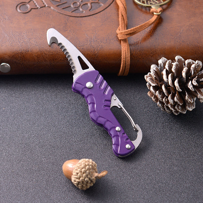 G18 Car Emergency Seatbelt Cutter, EDC Knife, Multi-functional Folding Package Knife, Keychain Serrated Hook Knife
