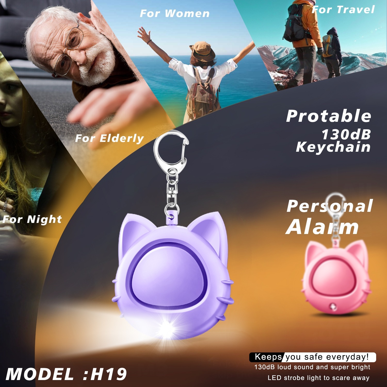 2026 New 130dB Personal Alarm for Women, Anti-Wolf Device, Outdoor Children's Emergency Self-Defense Keychain