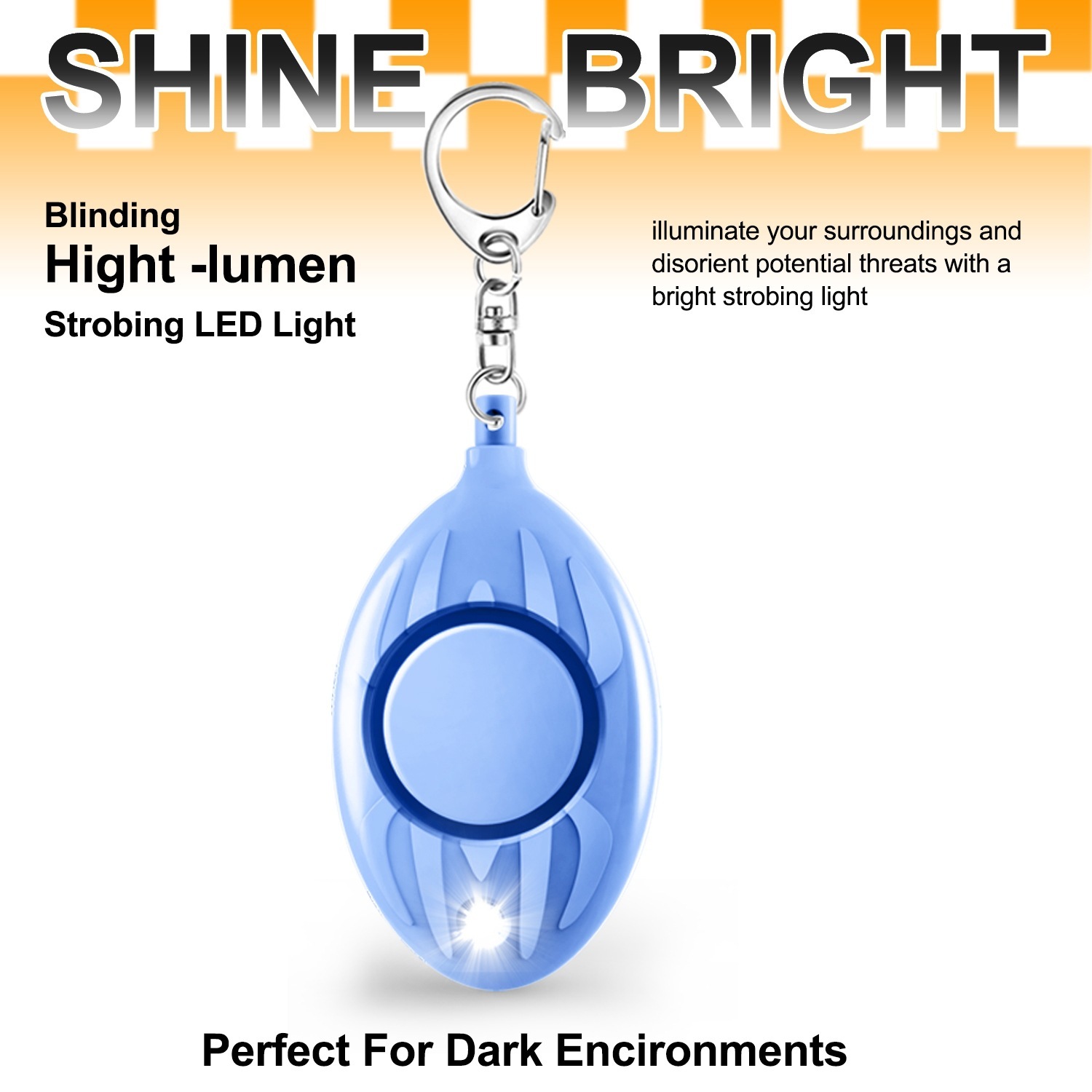 New cross-border 130 decibel loud volume women's personal self-defense alarm device anti-wolf device high brightness LED strobe light
