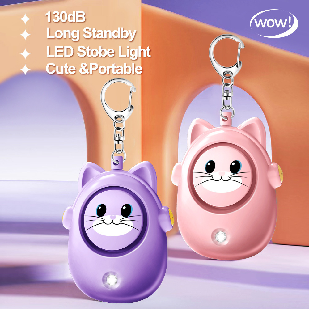 2026 New Cute Cat Personal Alarm Device for Women, Anti-Wolf Device, Outdoor Children's Emergency Self-Defense Keychain