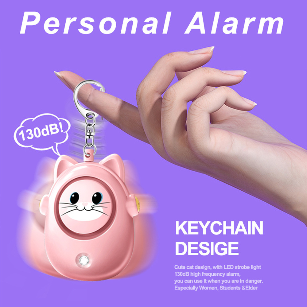 2026 New Cute Cat Personal Alarm Device for Women, Anti-Wolf Device, Outdoor Children's Emergency Self-Defense Keychain
