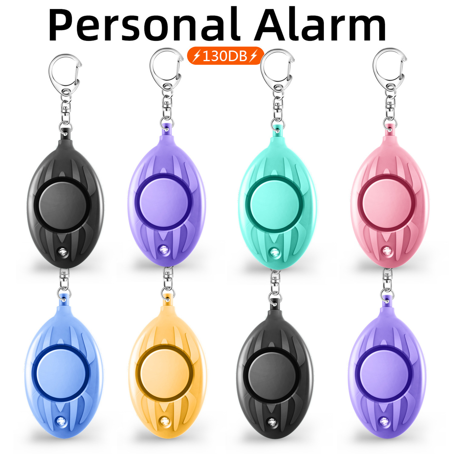 New cross-border 130 decibel loud volume women's personal self-defense alarm device anti-wolf device high brightness LED strobe light