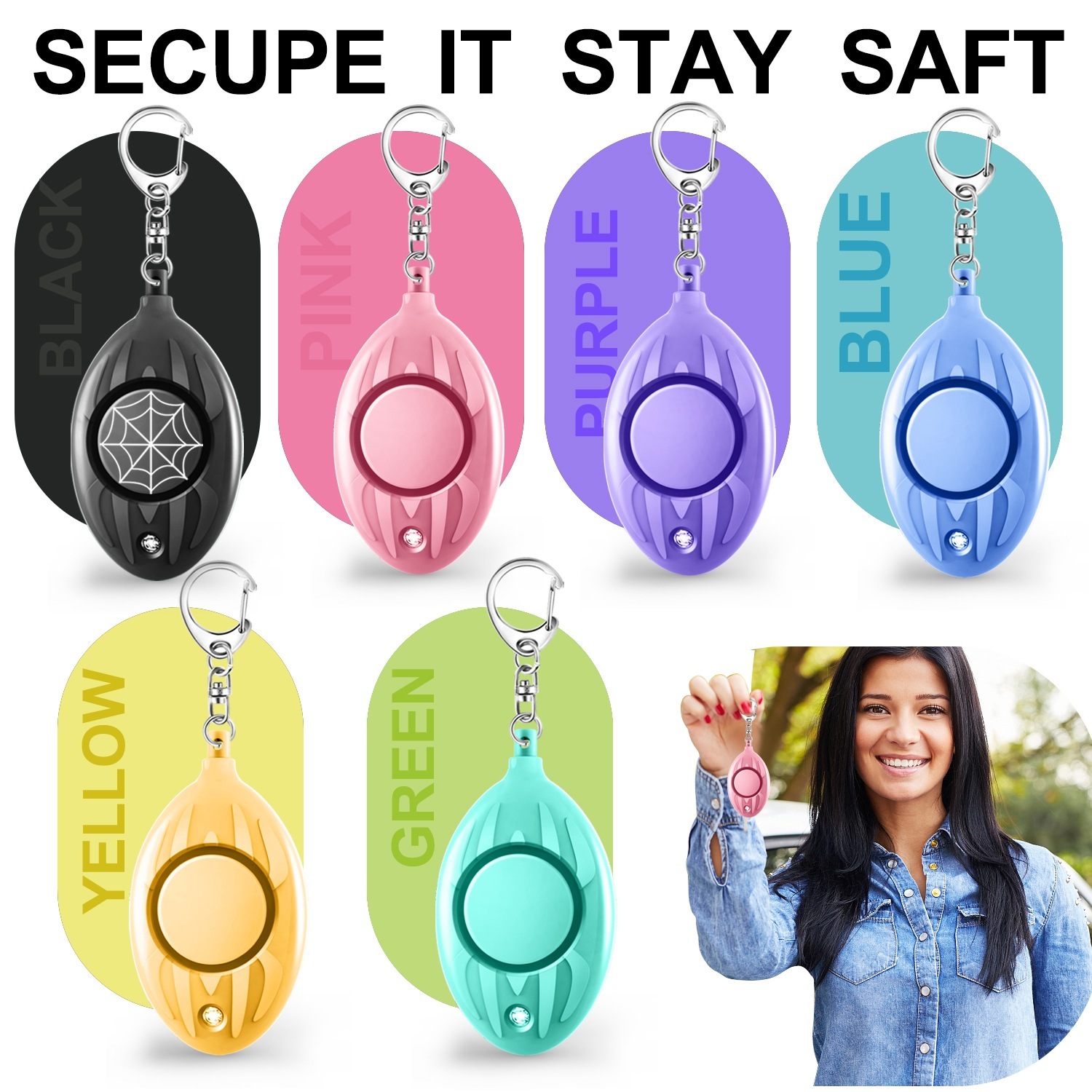 New cross-border 130 decibel loud volume women's personal self-defense alarm device anti-wolf device high brightness LED strobe light