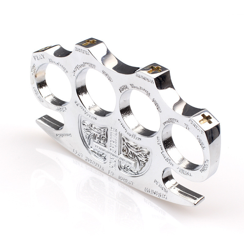 Wholesale large-sized thickened zinc alloy knuckle fist buckle, four-finger reinforced iron fist for self-defense and window breaking.