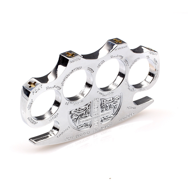 Wholesale large-sized thickened zinc alloy knuckle fist buckle, four-finger reinforced iron fist for self-defense and window breaking.