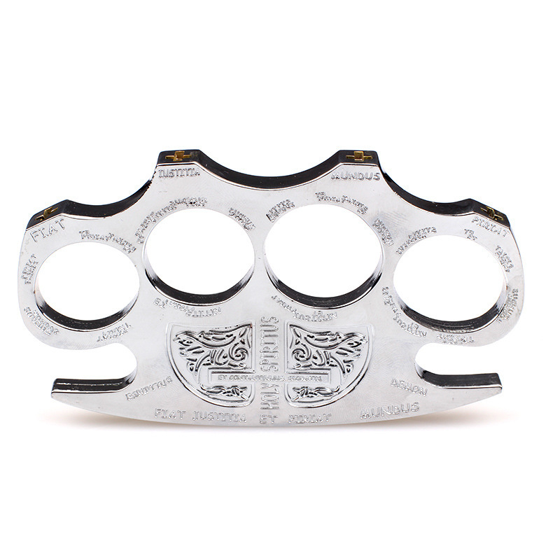 Wholesale large-sized thickened zinc alloy knuckle fist buckle, four-finger reinforced iron fist for self-defense and window breaking.