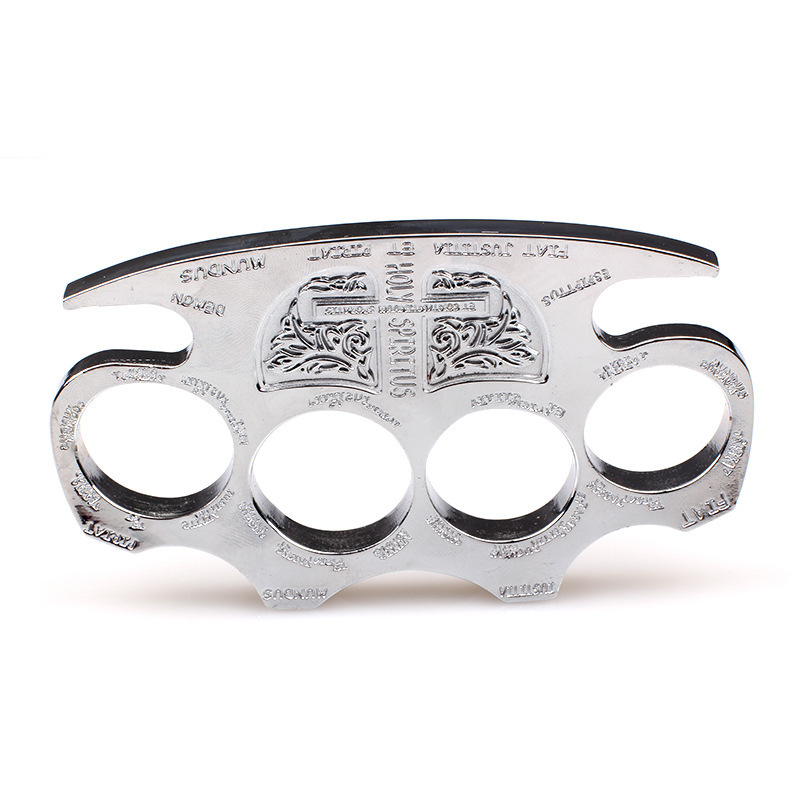 Wholesale large-sized thickened zinc alloy knuckle fist buckle, four-finger reinforced iron fist for self-defense and window breaking.