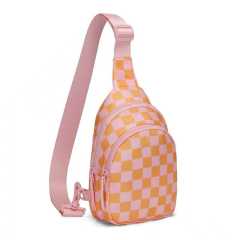 Light pink and orange plaid