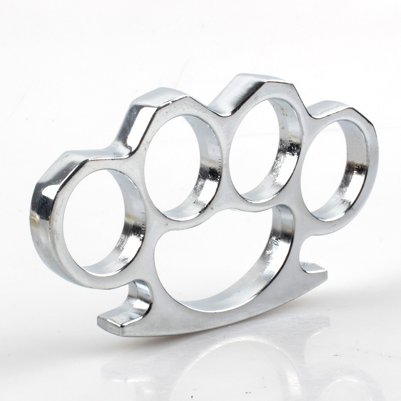 Wholesale thickened four-finger knuckle duster, self-defense iron fist, hardened, zinc alloy, knuckle duster fighting, window breaking, emergency, and rescue tools.