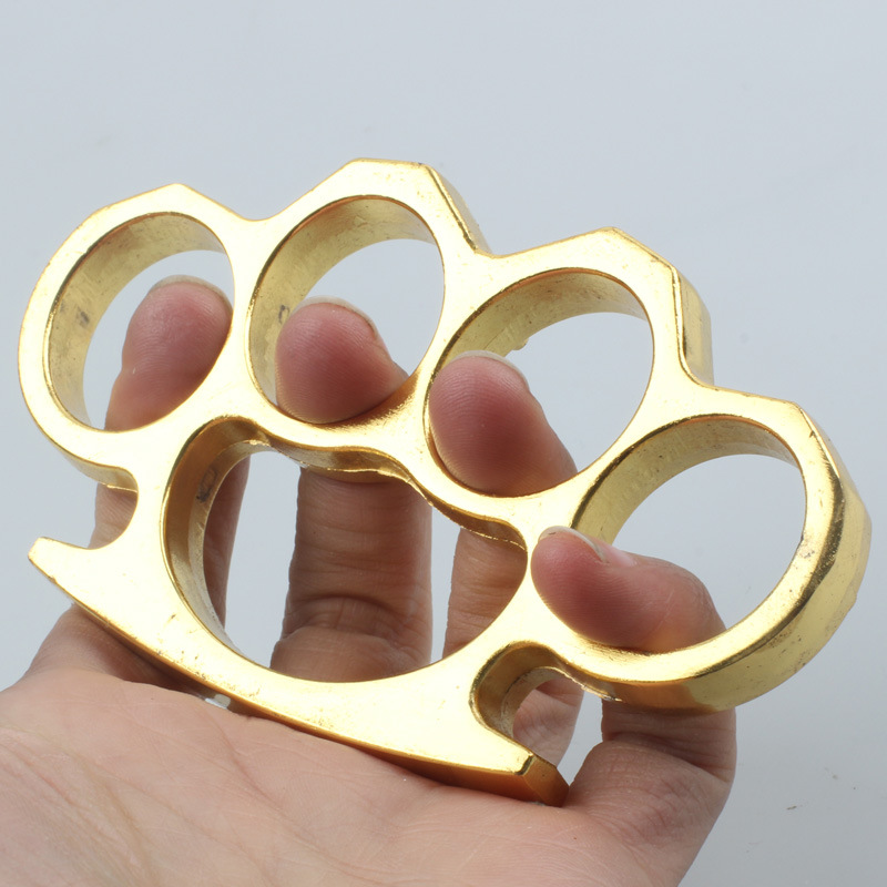 Wholesale thickened four-finger knuckle duster, self-defense iron fist, hardened, zinc alloy, knuckle duster fighting, window breaking, emergency, and rescue tools.