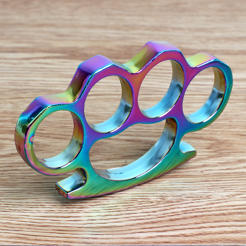 Wholesale thickened four-finger knuckle duster, self-defense iron fist, hardened, zinc alloy, knuckle duster fighting, window breaking, emergency, and rescue tools.