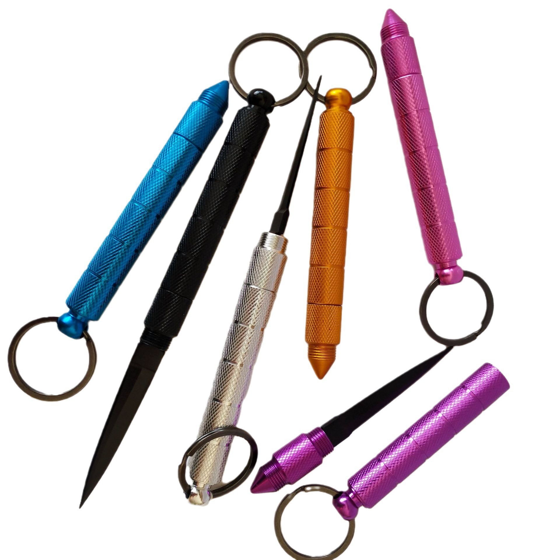 Aviation-grade aluminum alloy personal protective outdoor safety folding stick knife in various colors, in stock and ready to ship.