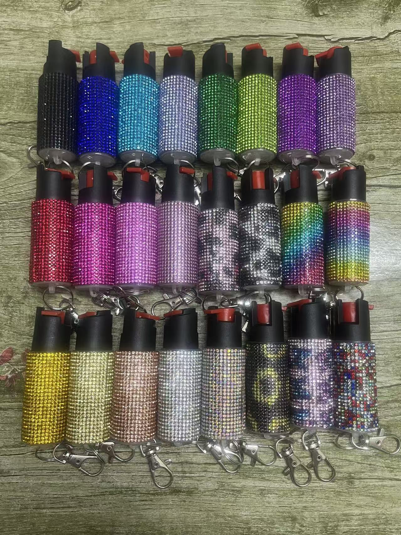 Self-defense bling spray keychain.