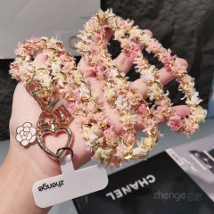 Crossbody style 【 Pink Apricot 】 Chanel-style button chain lanyard + white long clip + gold heart clasp