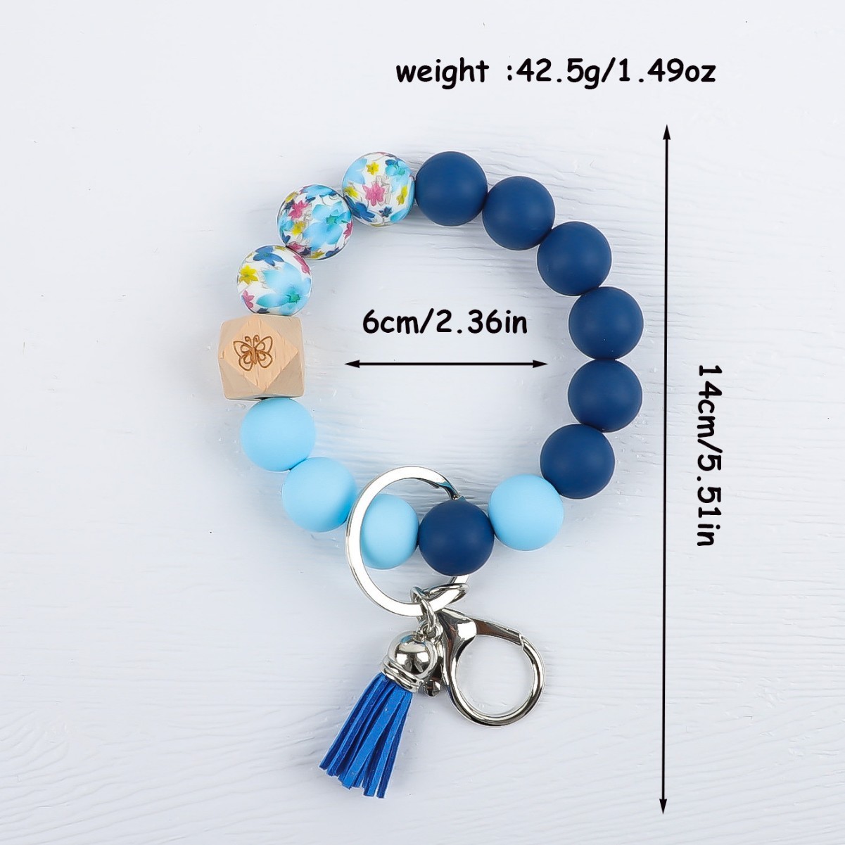New cross-border silicone beaded bracelet tassel rainbow pendant bangle keychain bag charm wholesale