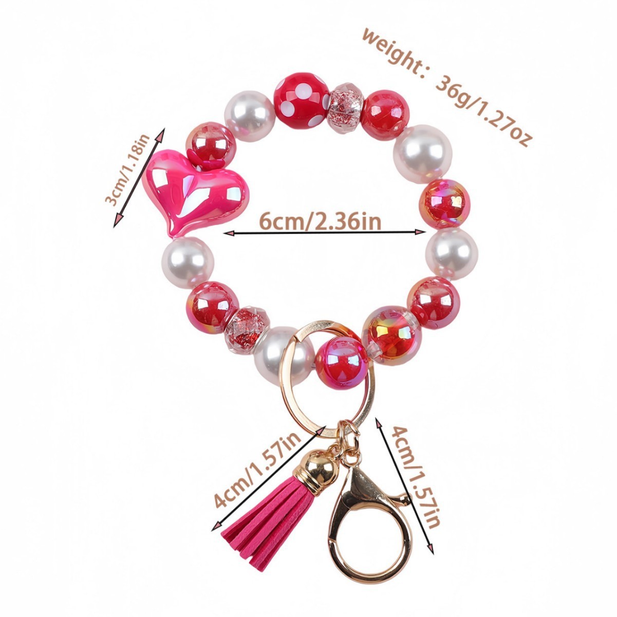 Amazon's new acrylic bracelet with handmade tassels, heart-shaped light ball, beaded charm, keychain, and bracelet.