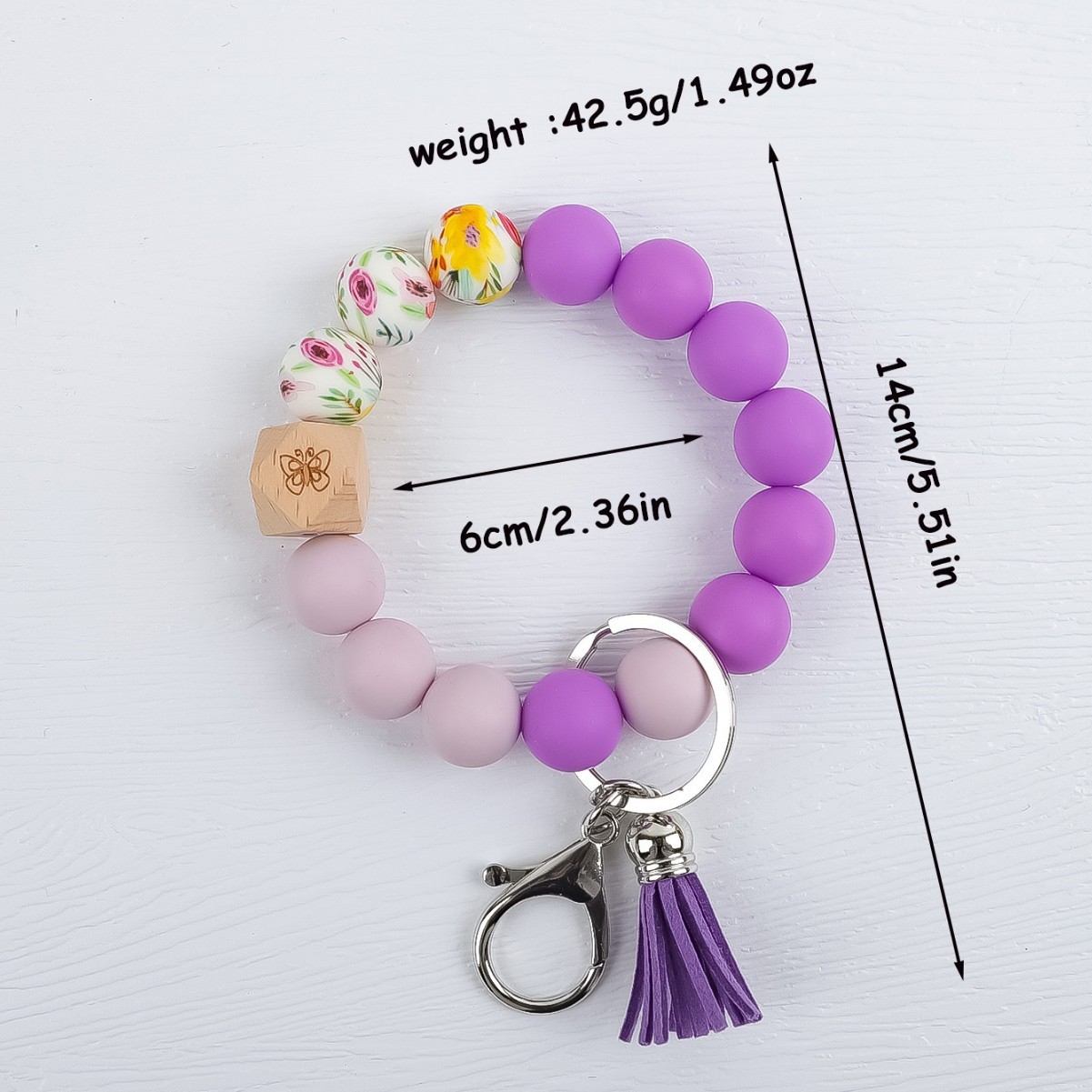 New cross-border silicone beaded bracelet tassel rainbow pendant bangle keychain bag charm wholesale