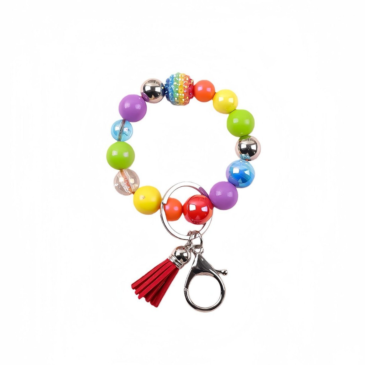 Amazon's new acrylic bracelet with handmade tassels, heart-shaped light ball, beaded charm, keychain, and bracelet.
