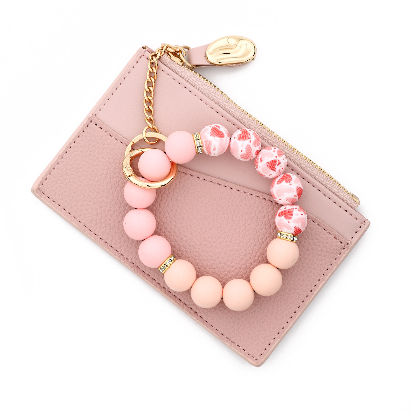26 Cross-border Spot Goods Simple and Stylish Small Wallet Card Holder Bank Card Cover Silicone Bead Bracelet Leather Women's Wallet