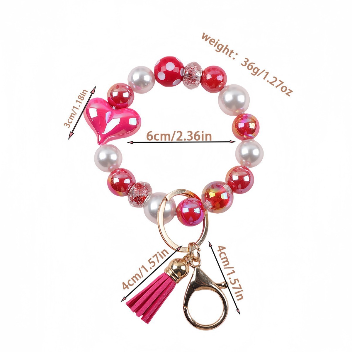 Amazon's new acrylic bracelet with handmade tassels, heart-shaped light ball, beaded charm, keychain, and bracelet.
