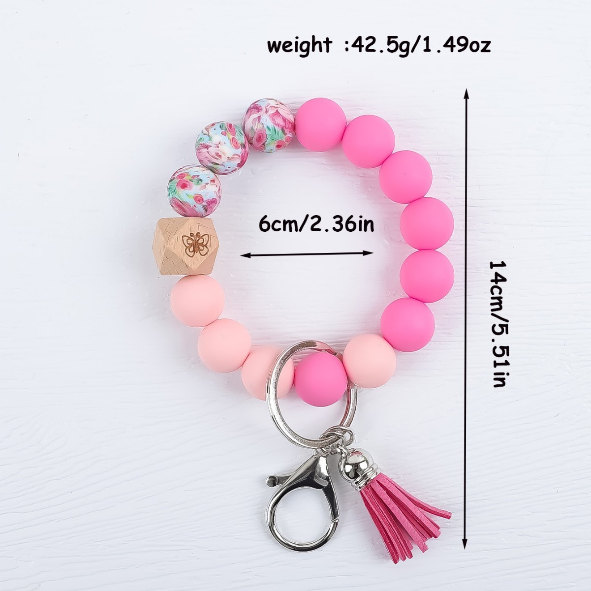 New cross-border silicone beaded bracelet tassel rainbow pendant bangle keychain bag charm wholesale