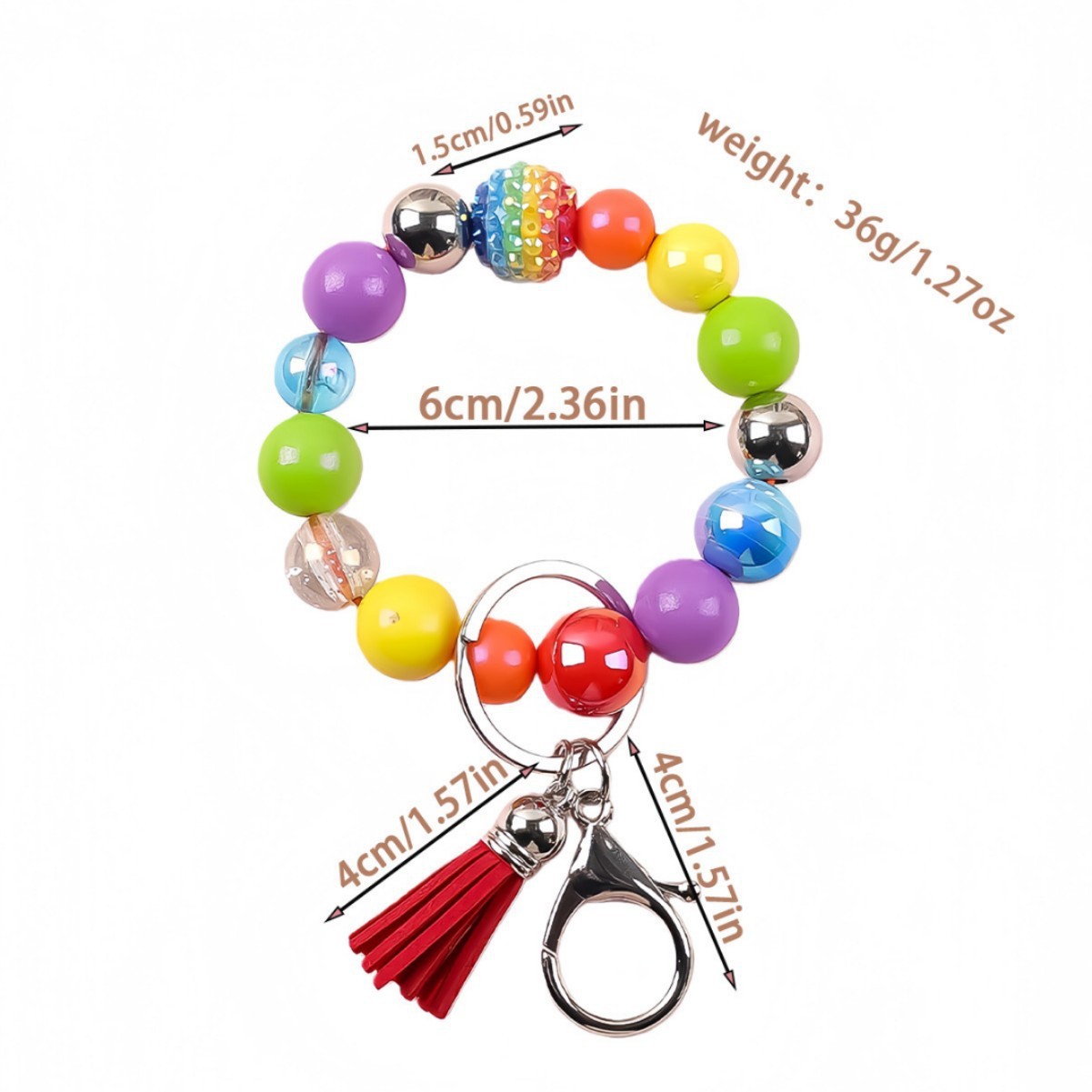 Amazon's new acrylic bracelet with handmade tassels, heart-shaped light ball, beaded charm, keychain, and bracelet.