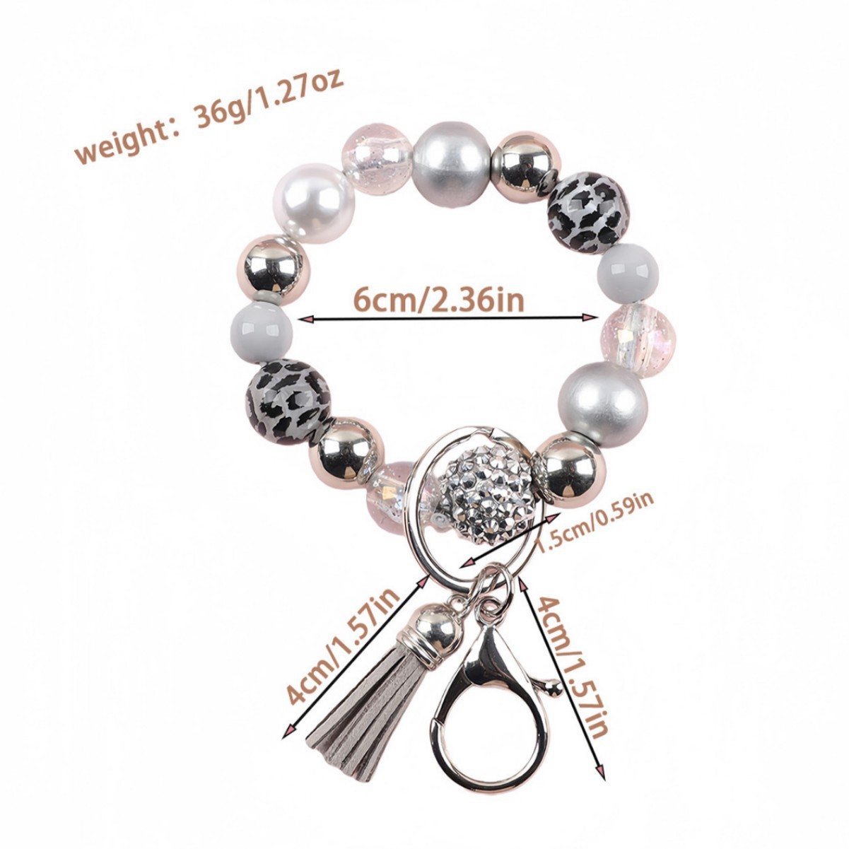 Amazon's new acrylic bracelet with handmade tassels, heart-shaped light ball, beaded charm, keychain, and bracelet.