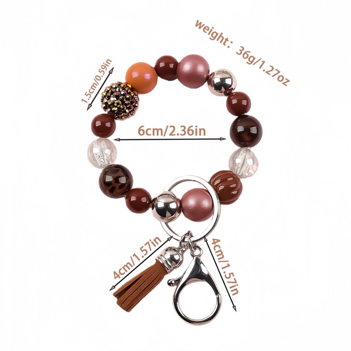 Amazon's new acrylic bracelet with handmade tassels, heart-shaped light ball, beaded charm, keychain, and bracelet.