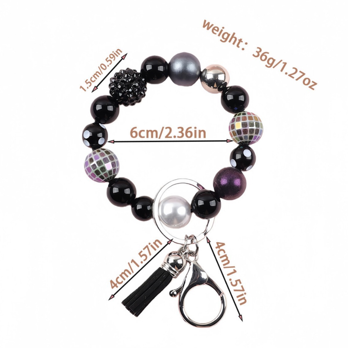 Amazon's new acrylic bracelet with handmade tassels, heart-shaped light ball, beaded charm, keychain, and bracelet.