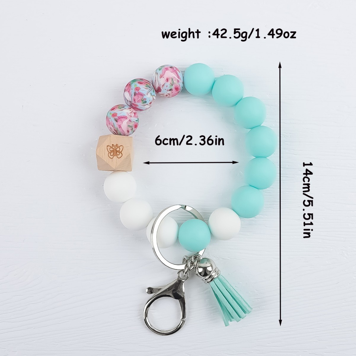 New cross-border silicone beaded bracelet tassel rainbow pendant bangle keychain bag charm wholesale
