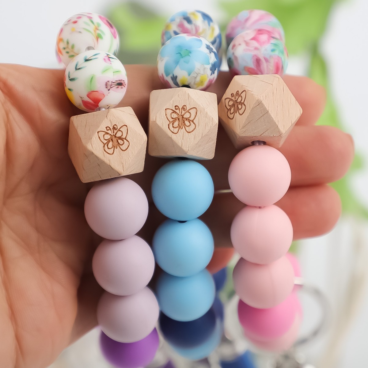New cross-border silicone beaded bracelet tassel rainbow pendant bangle keychain bag charm wholesale