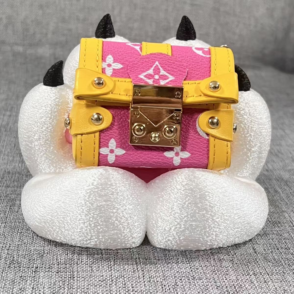 【Monogram Mini Box】Miniature Embossed Pendant Earphone Bag Trendy New Bag Charm