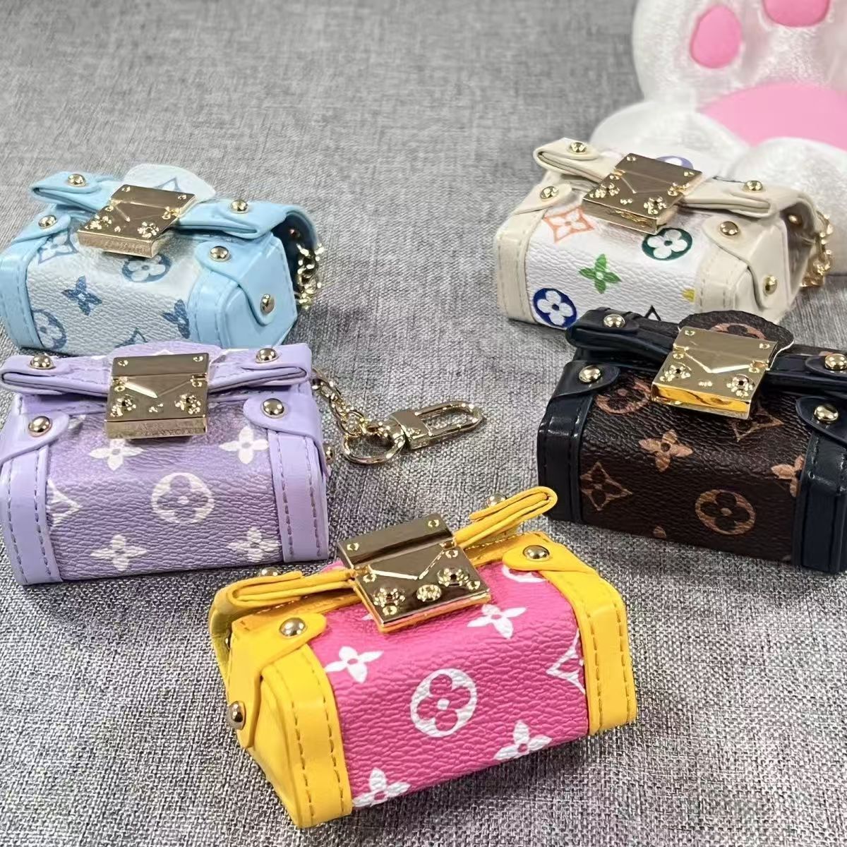 【Monogram Mini Box】Miniature Embossed Pendant Earphone Bag Trendy New Bag Charm