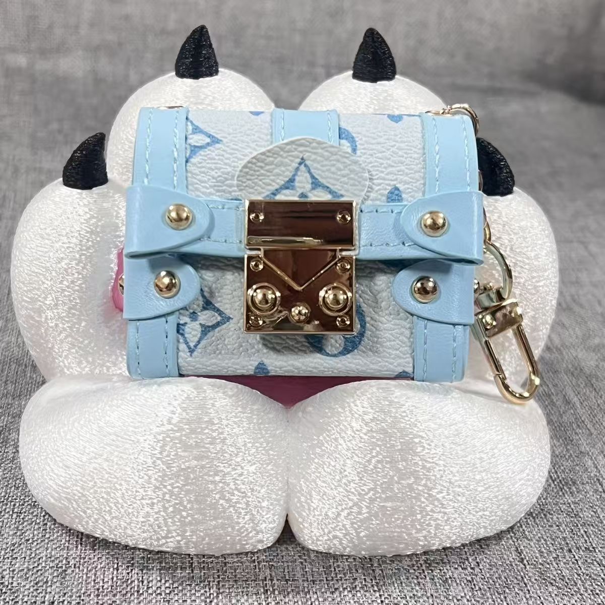 【Monogram Mini Box】Miniature Embossed Pendant Earphone Bag Trendy New Bag Charm
