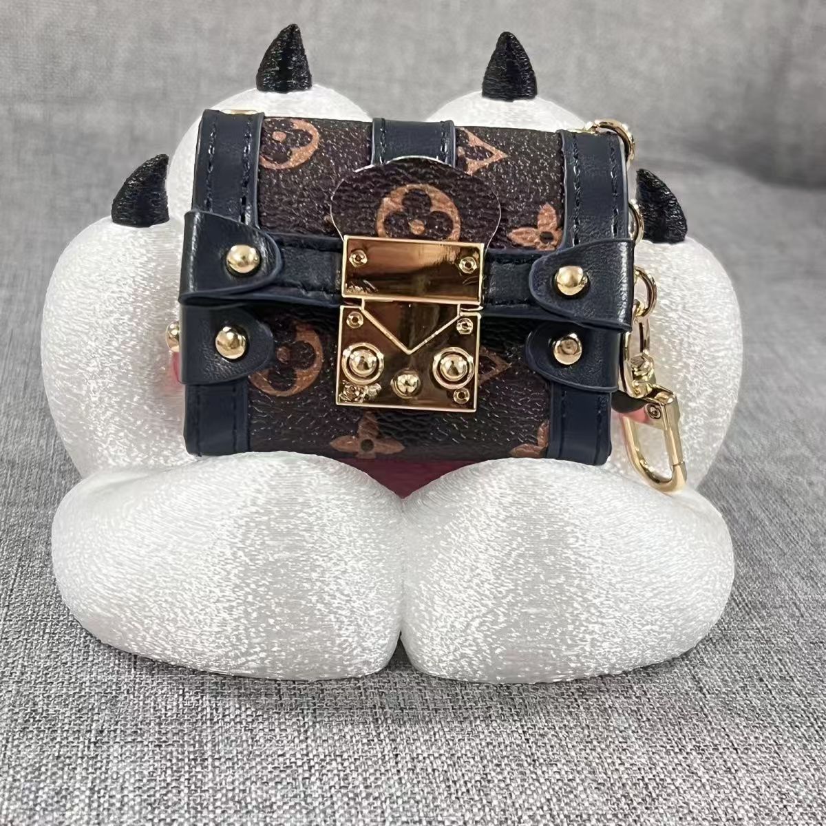 【Monogram Mini Box】Miniature Embossed Pendant Earphone Bag Trendy New Bag Charm