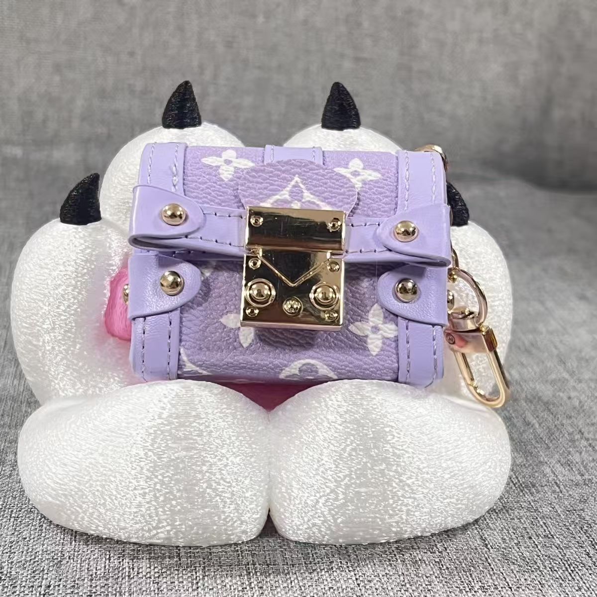 【Monogram Mini Box】Miniature Embossed Pendant Earphone Bag Trendy New Bag Charm