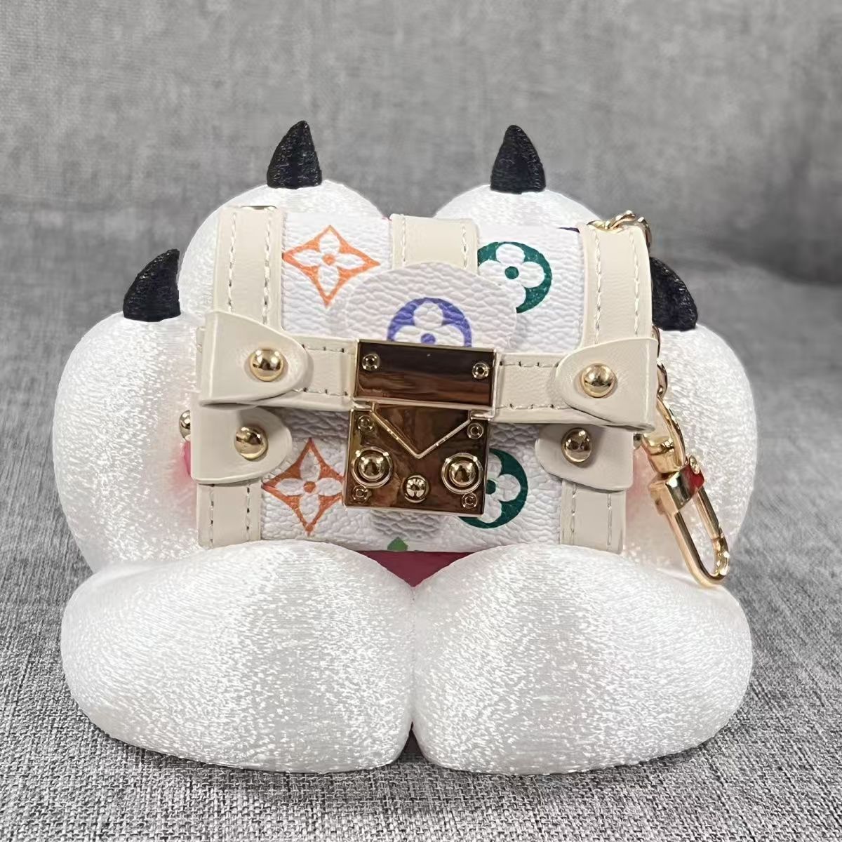 【Monogram Mini Box】Miniature Embossed Pendant Earphone Bag Trendy New Bag Charm