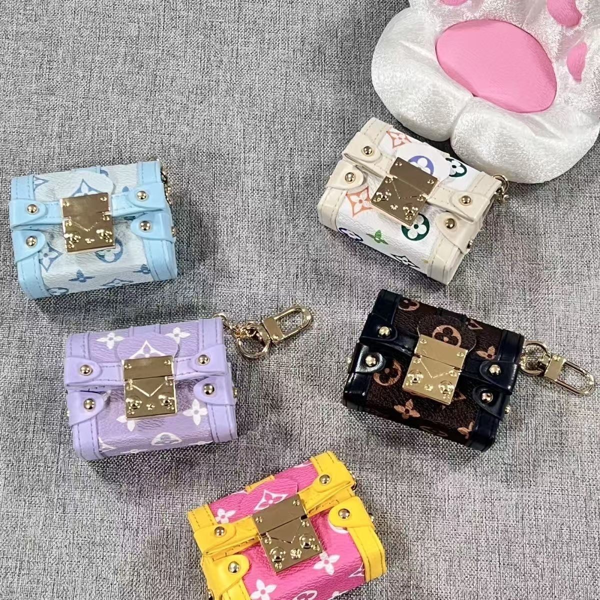 【Monogram Mini Box】Miniature Embossed Pendant Earphone Bag Trendy New Bag Charm