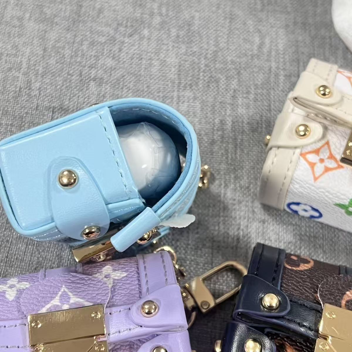 【Monogram Mini Box】Miniature Embossed Pendant Earphone Bag Trendy New Bag Charm