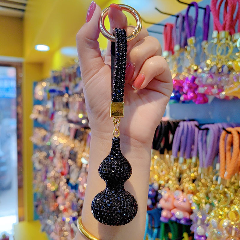 Clay gourd with full rhinestones, car chain ring, keychain, couple bag charm, small gift wholesale.
