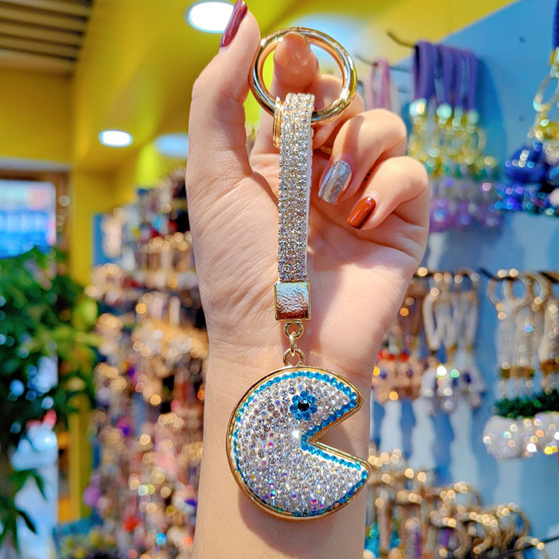 Clay full-diamond glutinous ball car chain ring lanyard keychain pendant couple bag pendant small gift wholesale