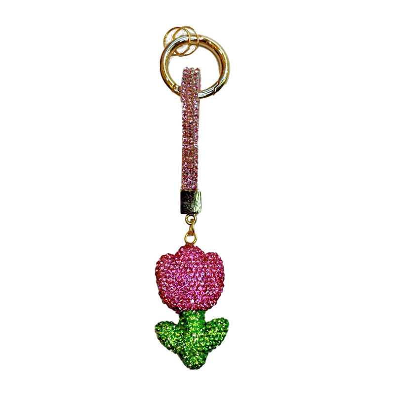 Clay Tulip Car Chain Ring Keychain Charm Couple Bag Hanger Small Gift Wholesale