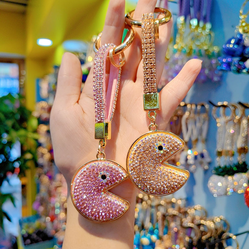Clay full-diamond glutinous ball car chain ring lanyard keychain pendant couple bag pendant small gift wholesale