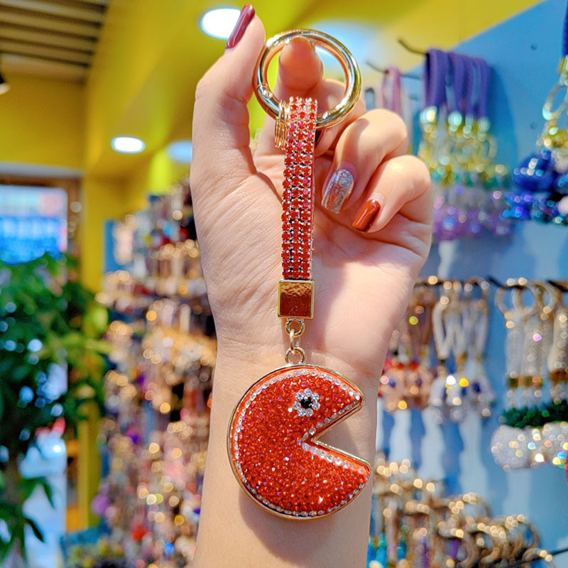 Clay full-diamond glutinous ball car chain ring lanyard keychain pendant couple bag pendant small gift wholesale