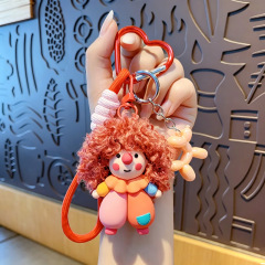 Curly-haired clown balloon dog - red