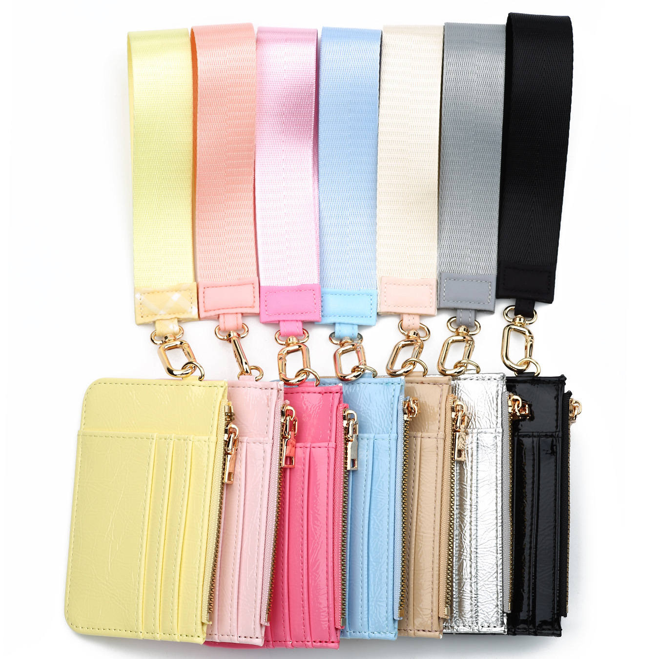 2026 Cross-border European and American style mirrored leather card holder with high gloss and multiple card slots, TikTok wristband wallet.