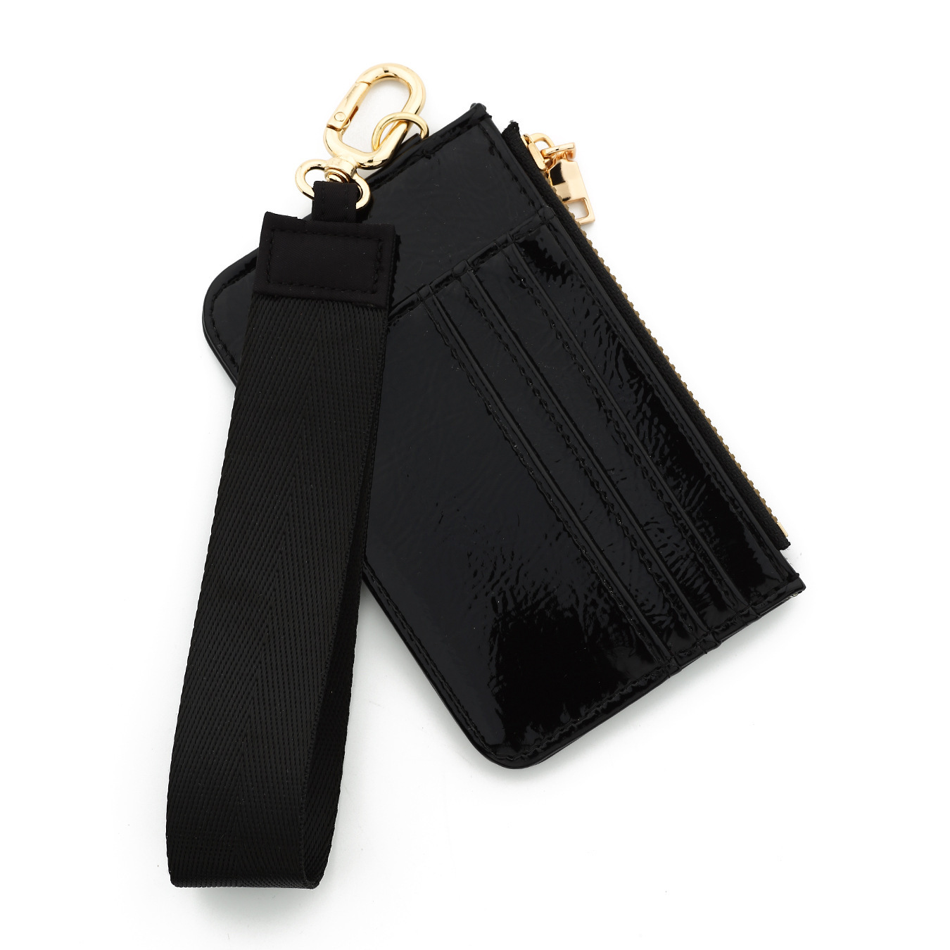 2026 Cross-border European and American style mirrored leather card holder with high gloss and multiple card slots, TikTok wristband wallet.