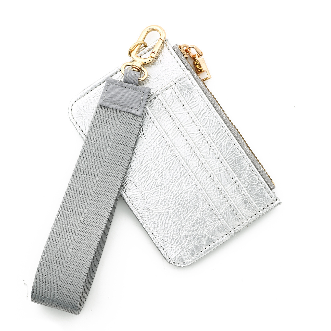 2026 Cross-border European and American style mirrored leather card holder with high gloss and multiple card slots, TikTok wristband wallet.