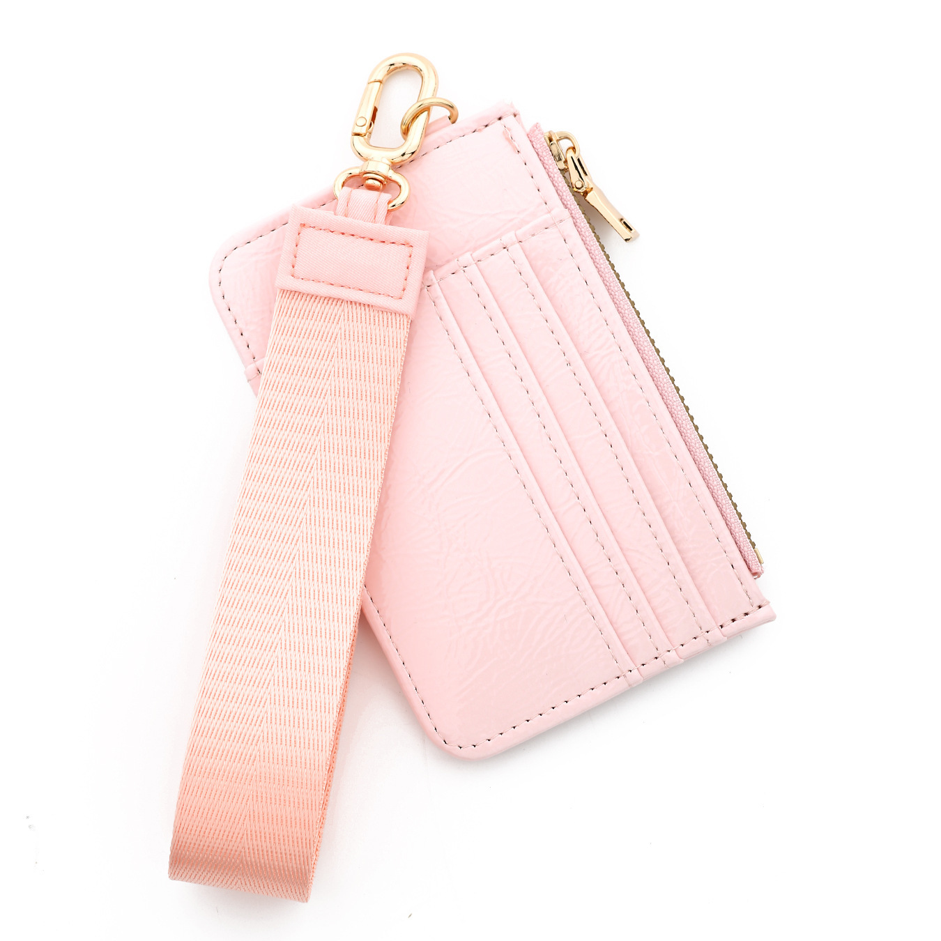 2026 Cross-border European and American style mirrored leather card holder with high gloss and multiple card slots, TikTok wristband wallet.