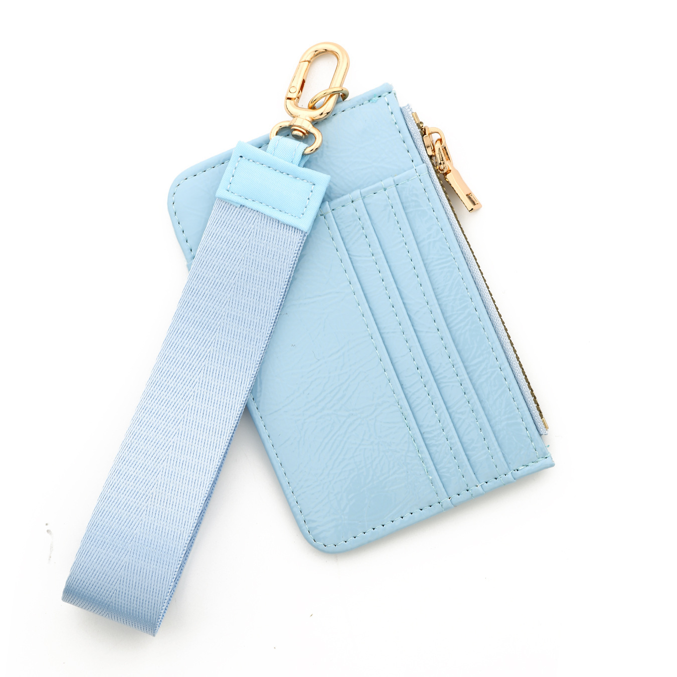 2026 Cross-border European and American style mirrored leather card holder with high gloss and multiple card slots, TikTok wristband wallet.